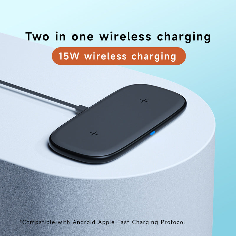 YN-102 15W Wireless Charging Pad Dual Wireless Charger Station for iOS / Android Phone YN-102 15W Wireless Charging Pad Dual Wireless Charger Station for iOS / Android Phone